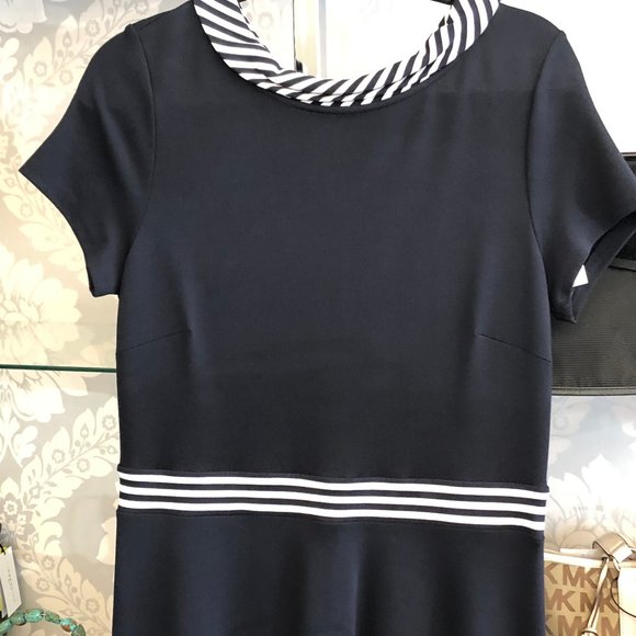 hobbs blue and white striped dress